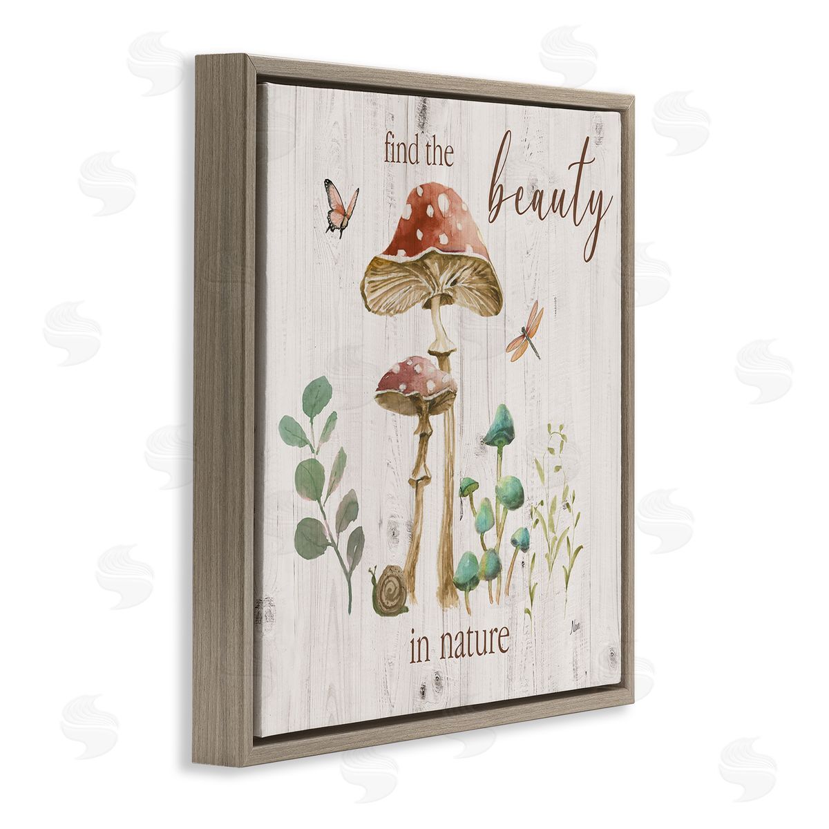 Nan Find Beauty In Nature Brown Floating Frame Canvas Wall Art Print