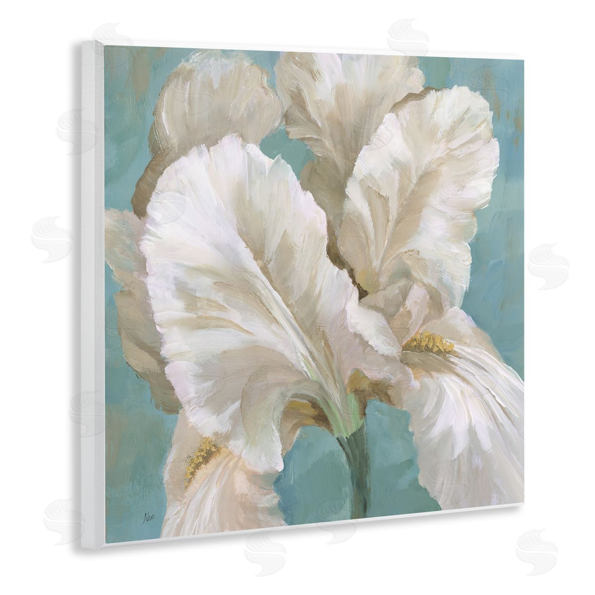 White Iris Petals Wood Plaque Wall Art, Home Decor by Nan