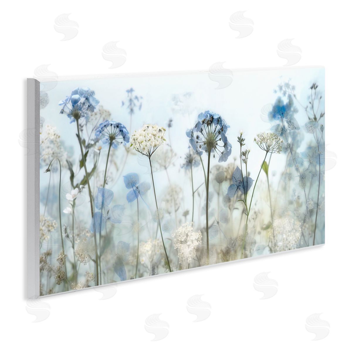 Blue Wildflower Blooms Wood Plaque Wall Art, Home Decor by Irene Weisz