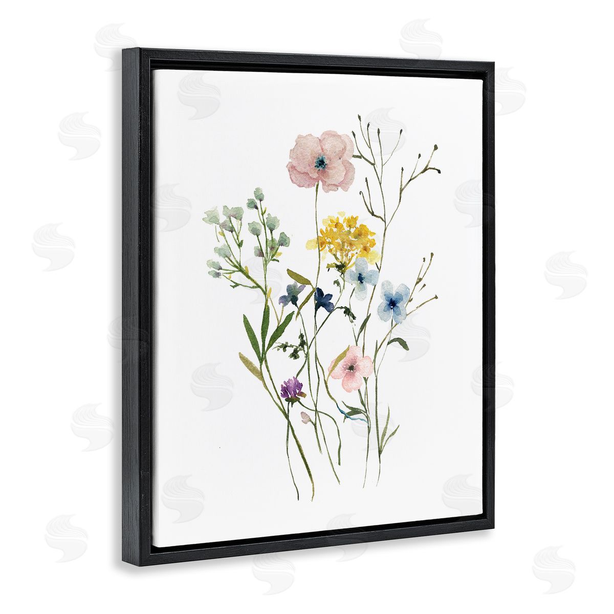 Wild Country Blooms Black Floating Frame Canvas Wall Art, Home Decor by Livi Finn