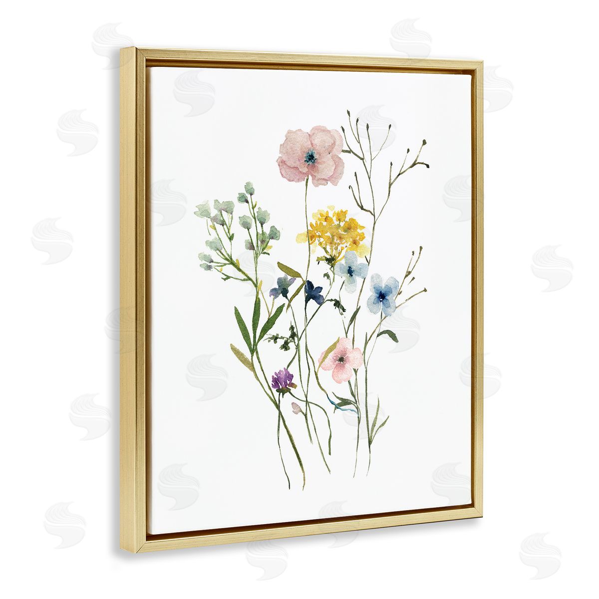 Wild Country Blooms Gold Floating Frame Canvas Wall Art, Home Decor by Livi Finn