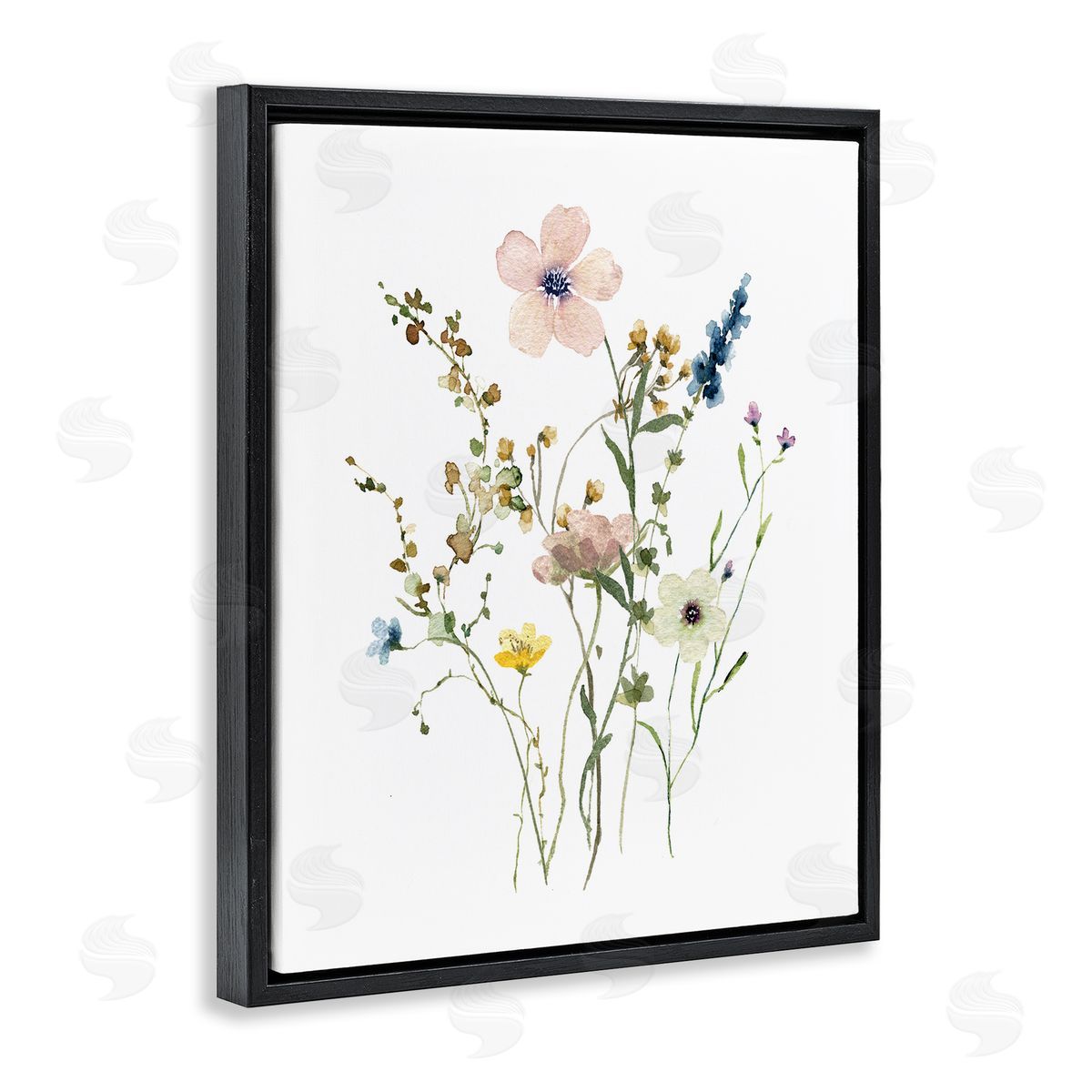 Soft Forest Blooms Black Floating Frame Canvas Wall Art, Home Decor by Livi Finn
