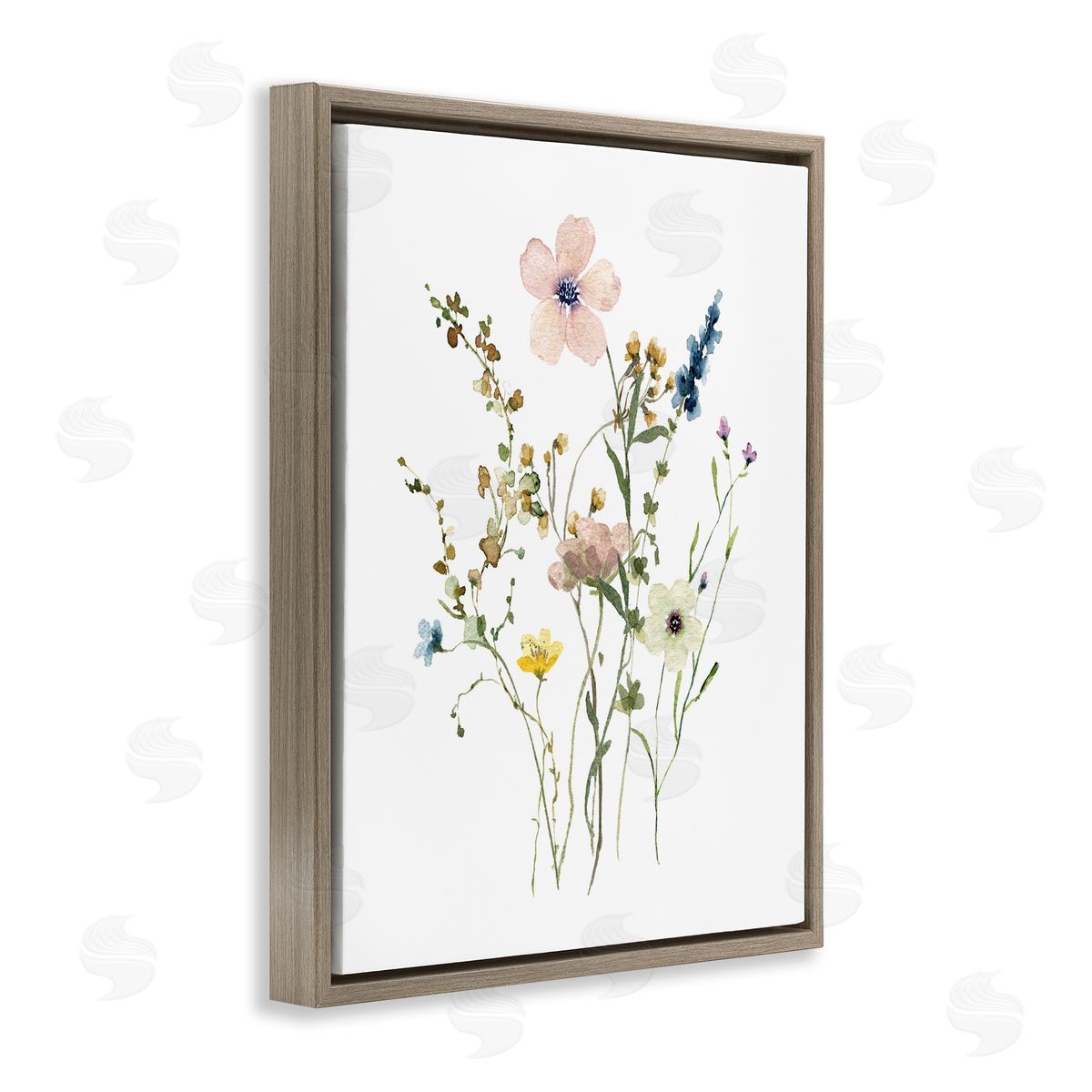 Soft Forest Blooms Brown Floating Frame Canvas Wall Art, Home Decor by Livi Finn