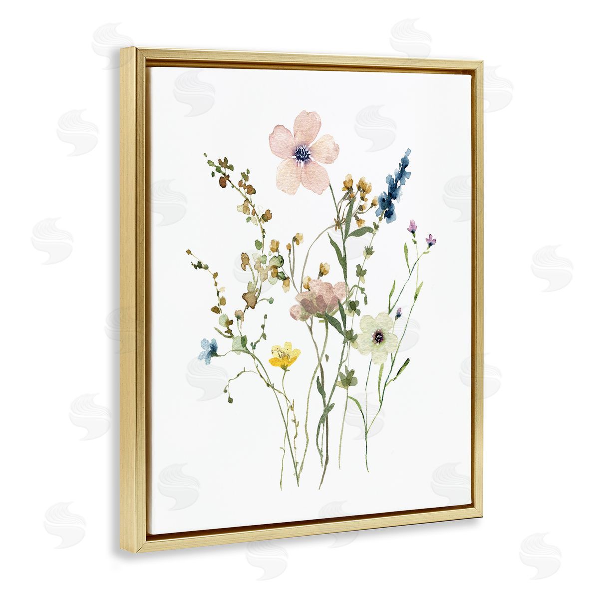 Soft Forest Blooms Gold Floating Frame Canvas Wall Art, Home Decor by Livi Finn