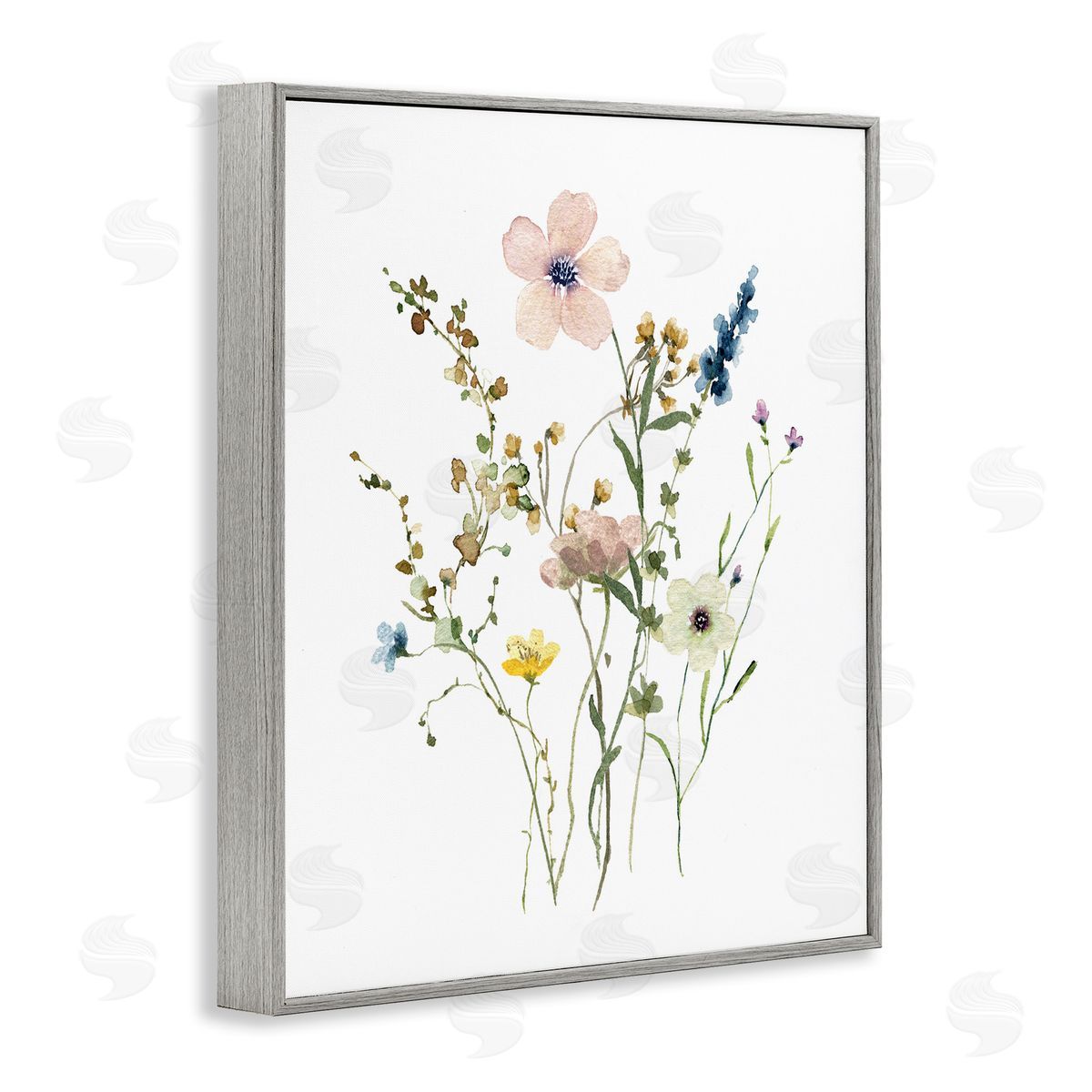 Soft Forest Blooms Grey Frame Print Wall Art, Home Decor by Livi Finn