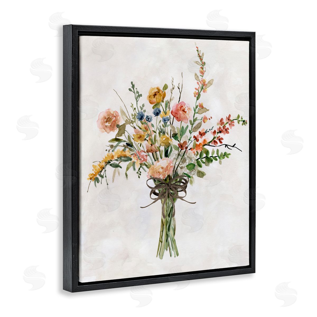 Charming Bright Bouquet Black Floating Frame Canvas Wall Art, Home Decor by Carol Robinson