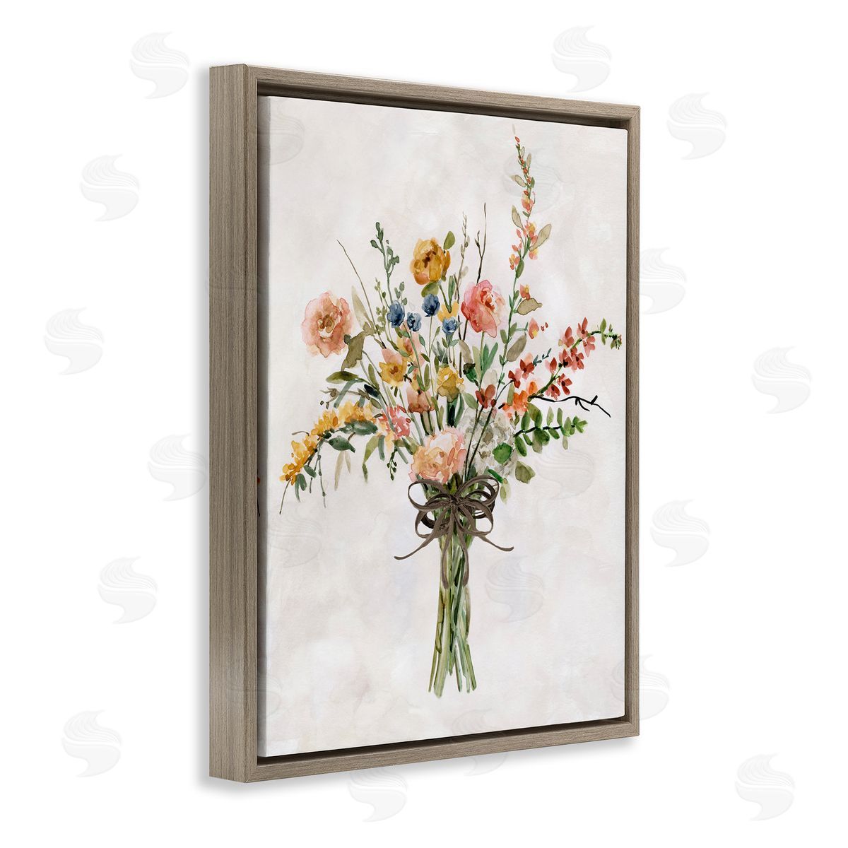 Charming Bright Bouquet Brown Floating Frame Canvas Wall Art, Home Decor by Carol Robinson