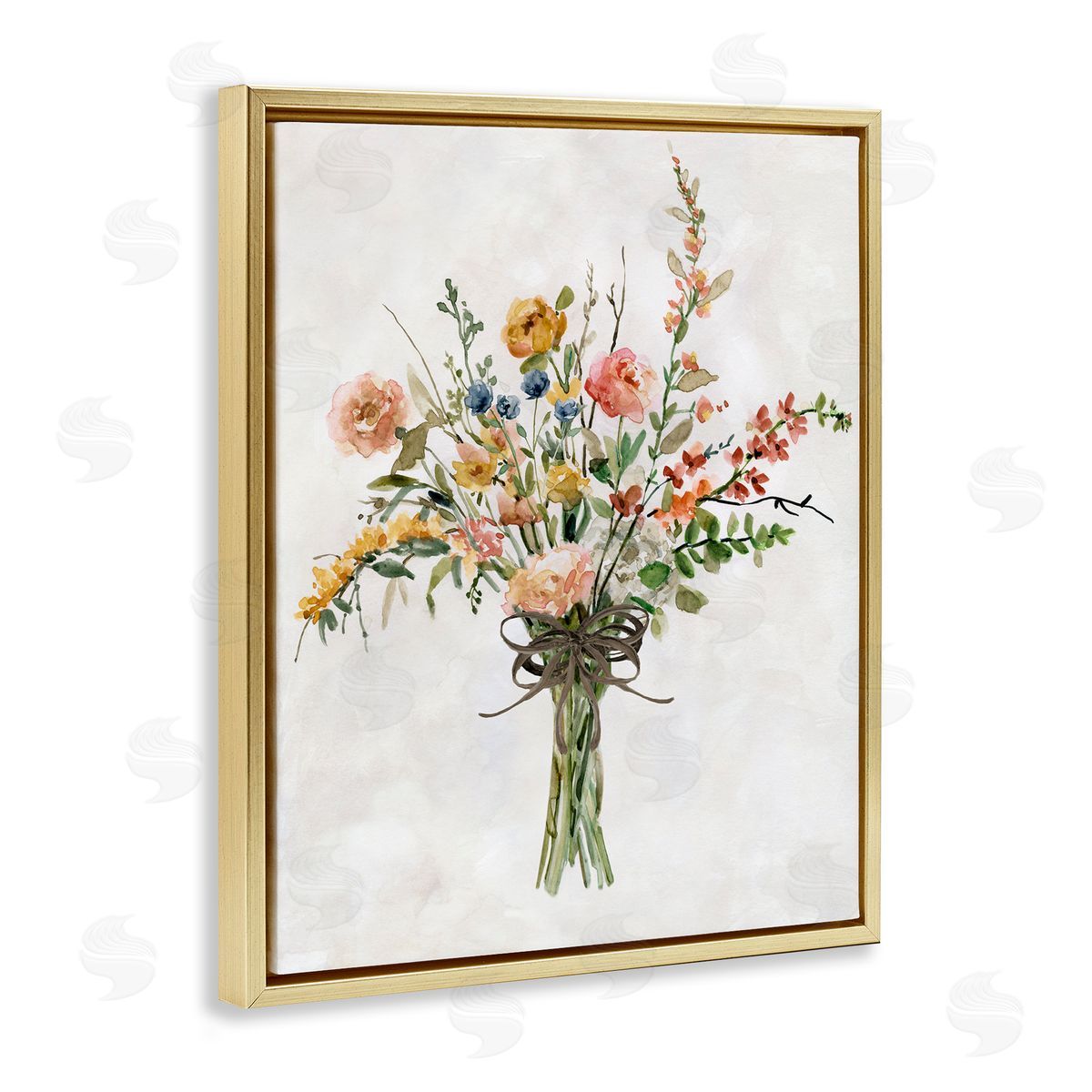 Charming Bright Bouquet Gold Floating Frame Canvas Wall Art, Home Decor by Carol Robinson