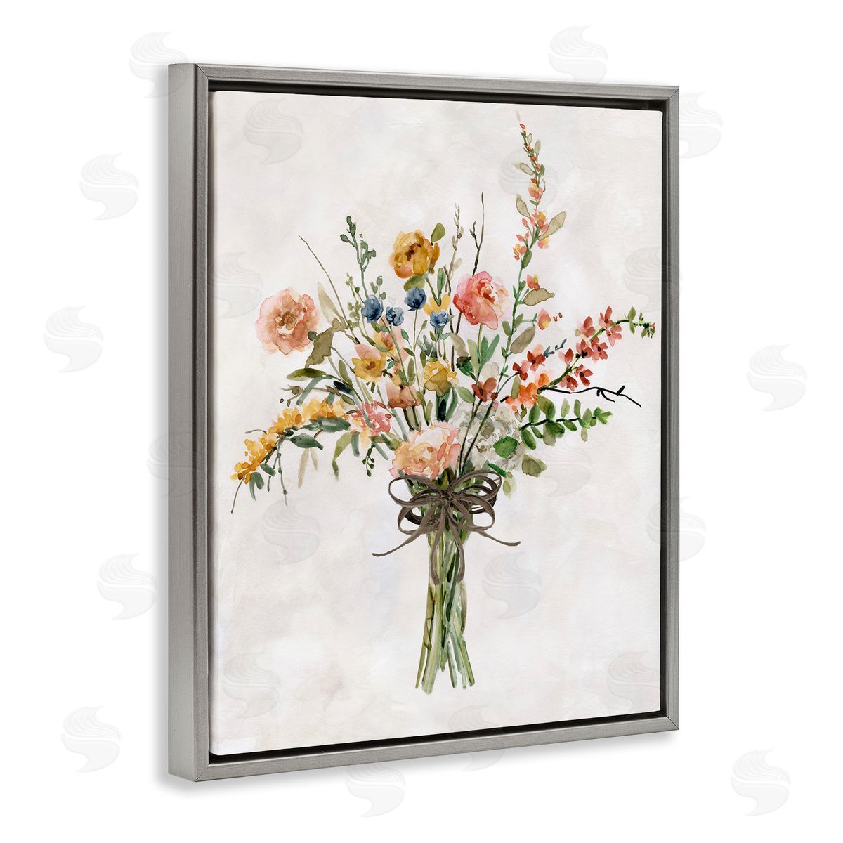 Charming Bright Bouquet Grey Floating Frame Canvas Wall Art, Home Decor by Carol Robinson