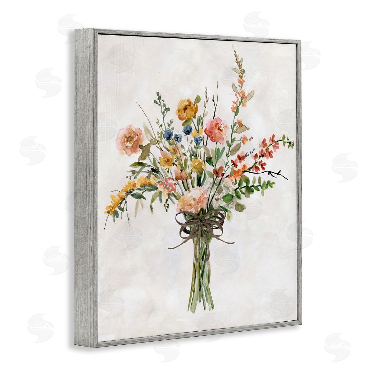 Charming Bright Bouquet Grey Frame Print Wall Art, Home Decor by Carol Robinson