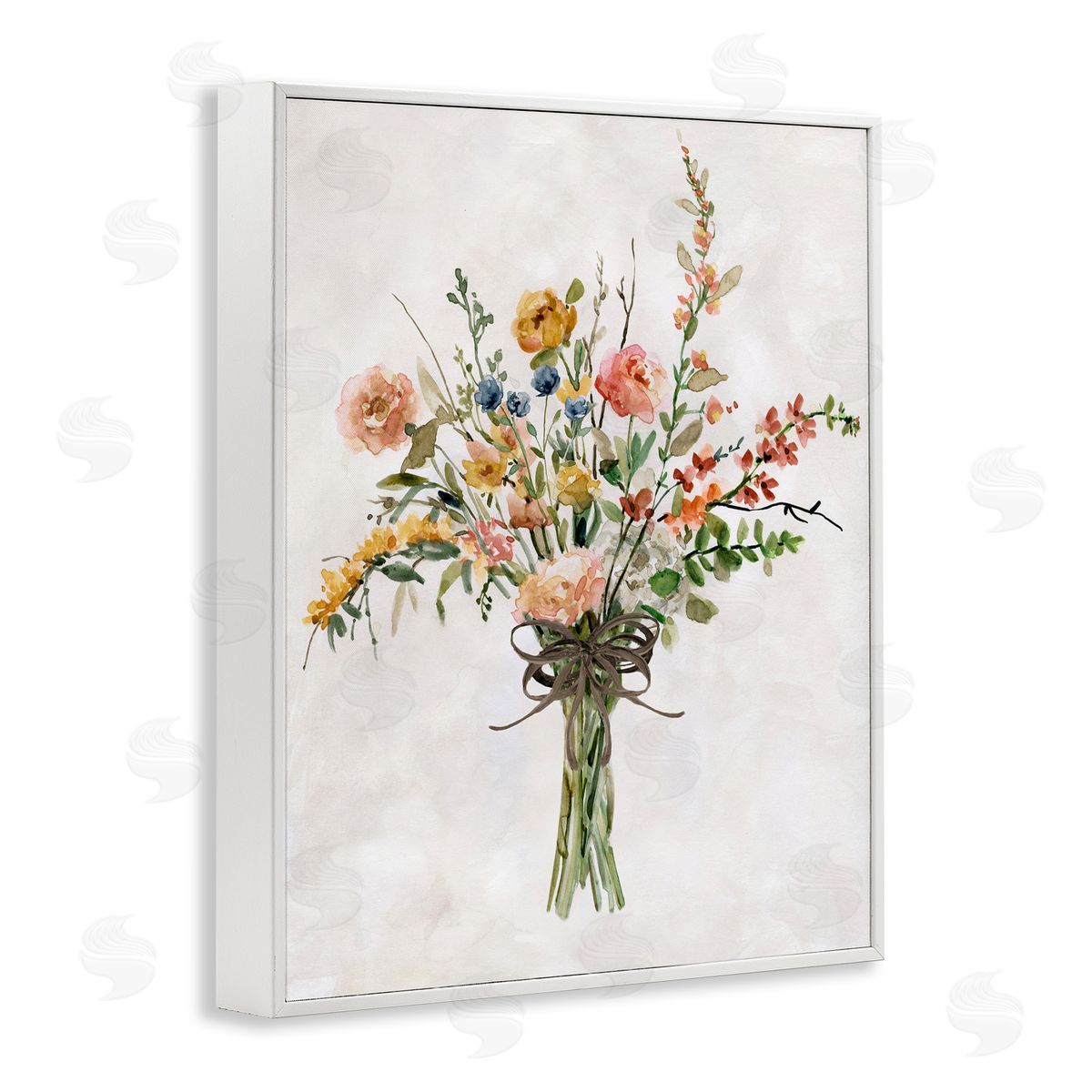 Charming Bright Bouquet White Frame Print Wall Art, Home Decor by Carol Robinson