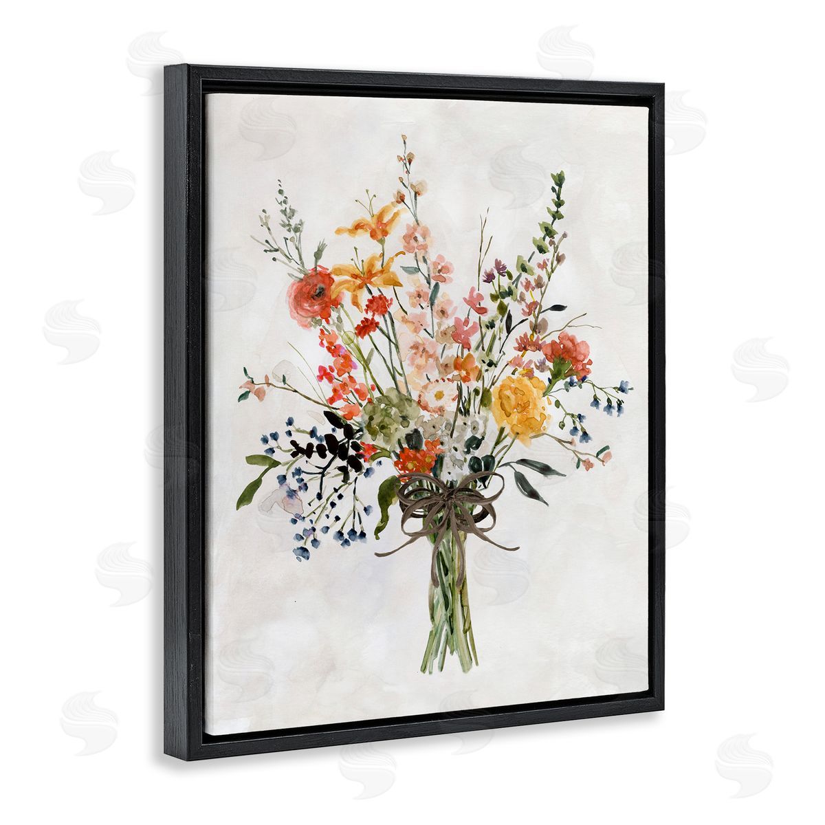 Enchanting Floral Bouquet Black Floating Frame Canvas Wall Art, Home Decor by Carol Robinson