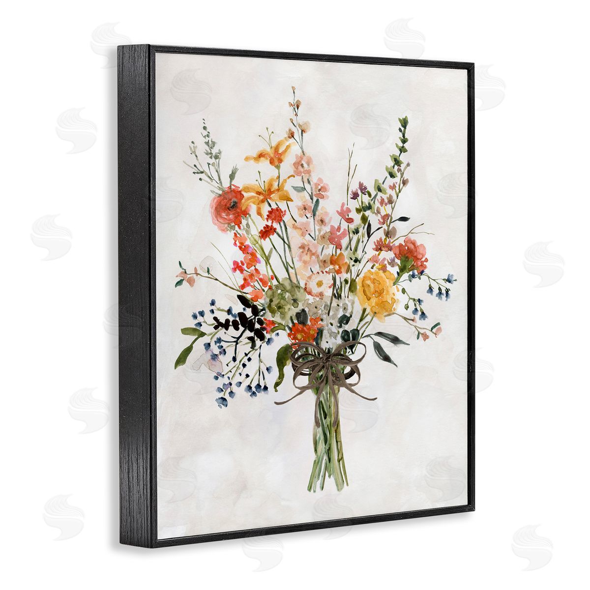 Enchanting Floral Bouquet Black Frame Print Wall Art, Home Decor by Carol Robinson