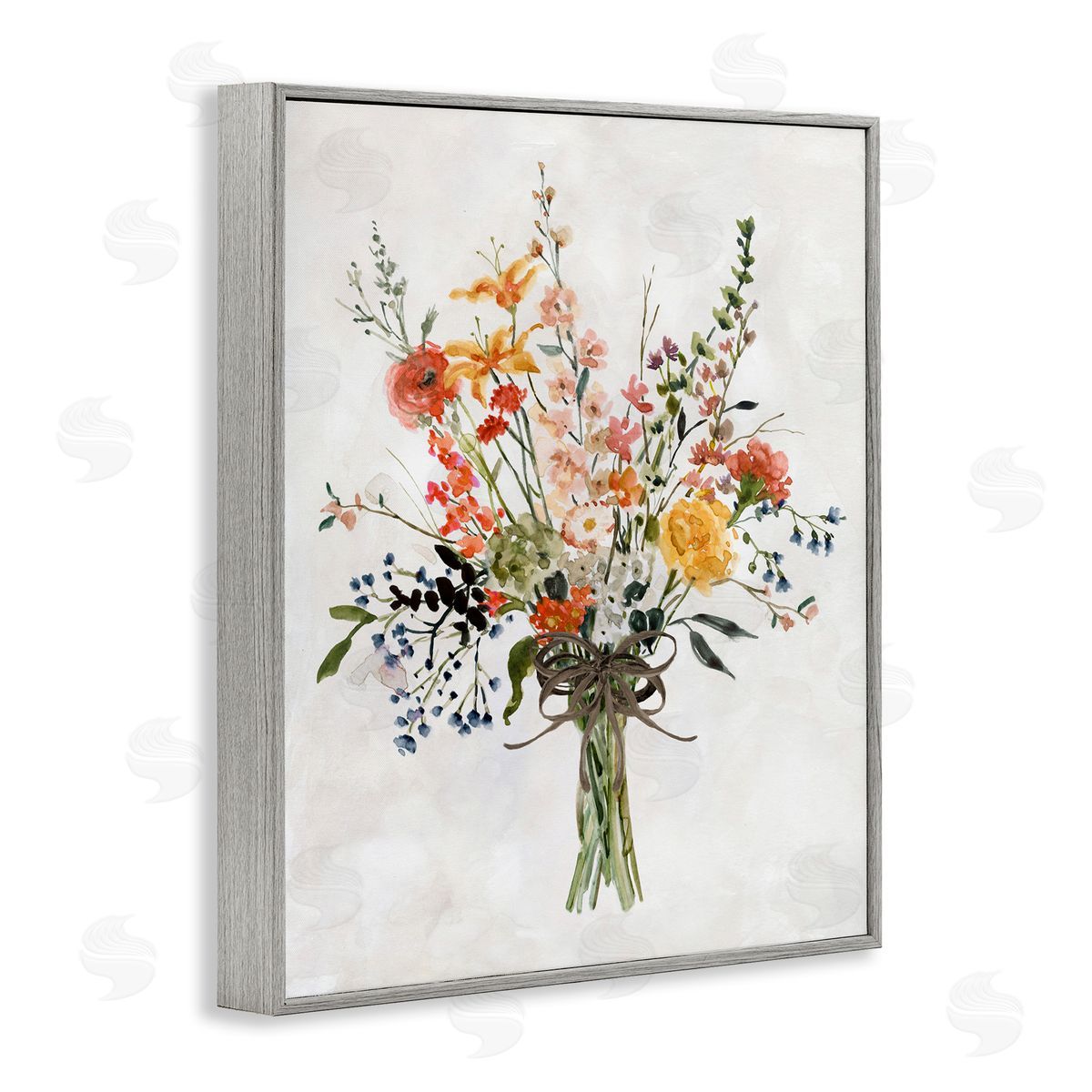 Enchanting Floral Bouquet Grey Frame Print Wall Art, Home Decor by Carol Robinson