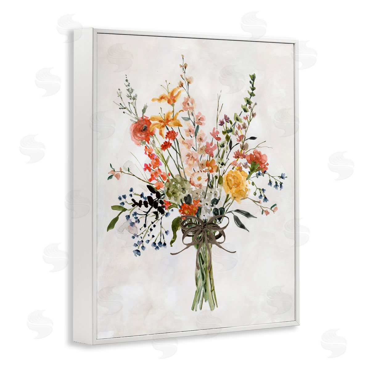 Enchanting Floral Bouquet White Frame Print Wall Art, Home Decor by Carol Robinson