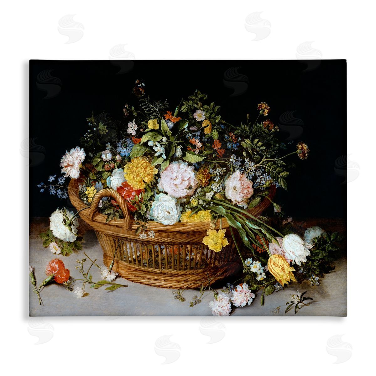 CAD Designs Vintage Flower Basket Canvas Wall Art Print
