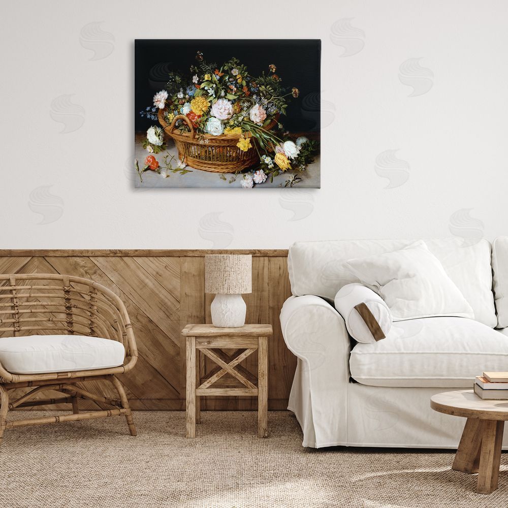 CAD Designs Vintage Flower Basket Canvas Wall Art Print in Room