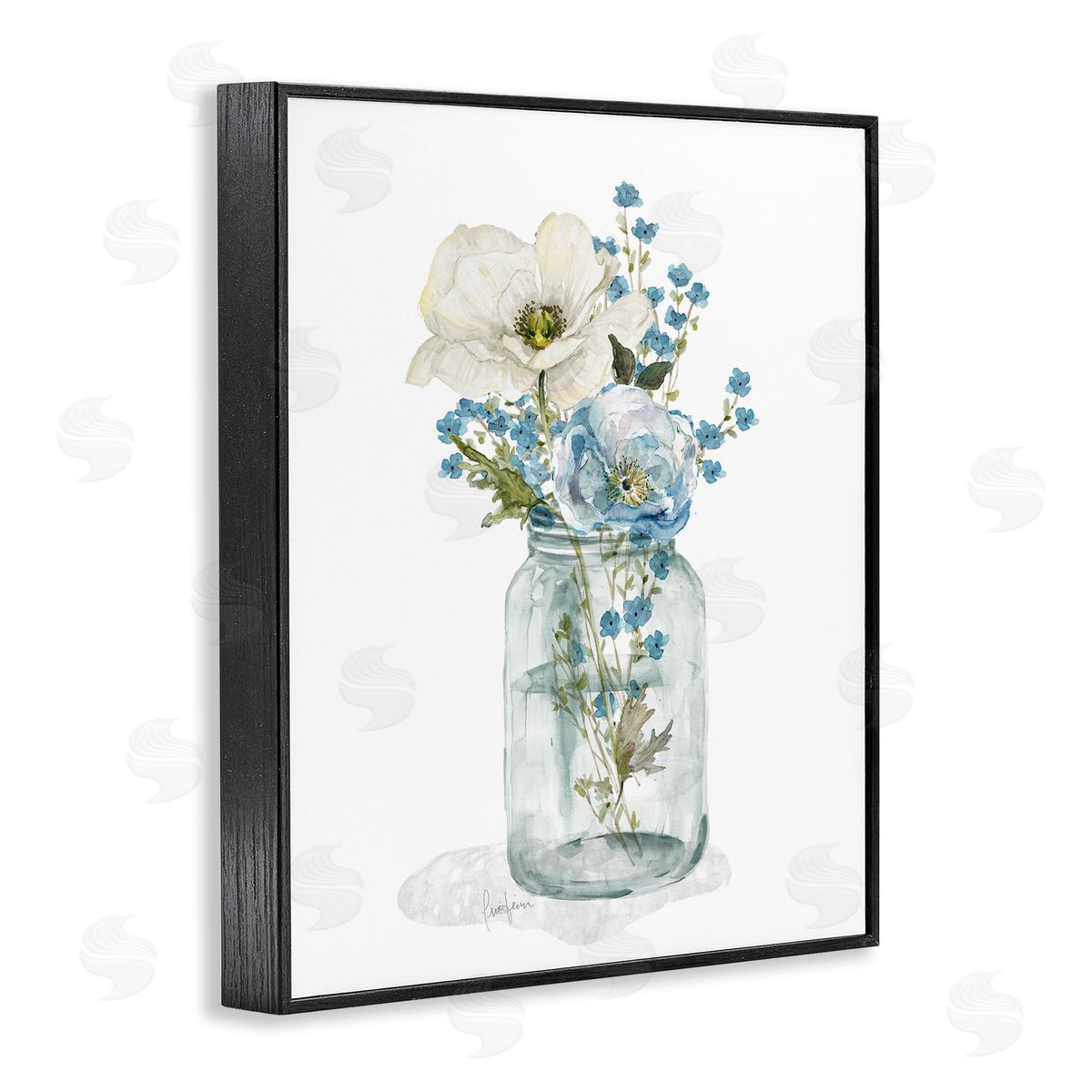 Soft Flower Jar Black Frame Print Wall Art, Home Decor by Livi Finn