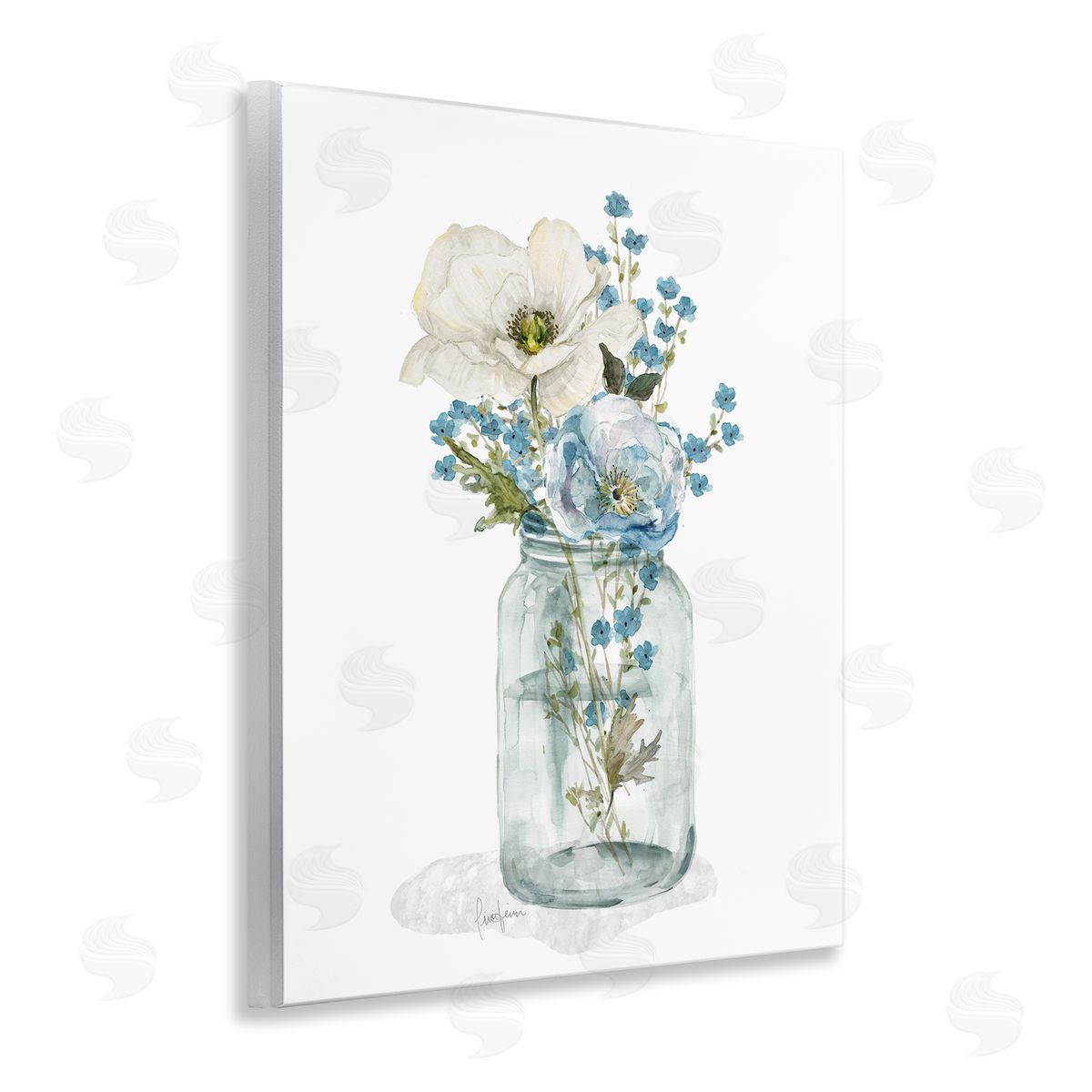 Soft Flower Jar Wood Plaque Wall Art, Home Decor by Livi Finn