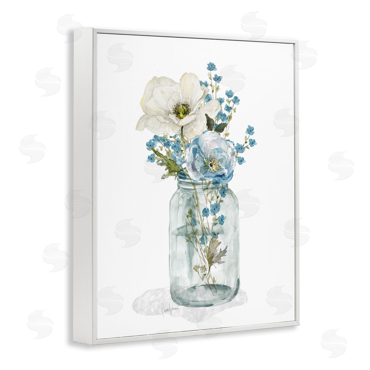Soft Flower Jar White Frame Print Wall Art, Home Decor by Livi Finn