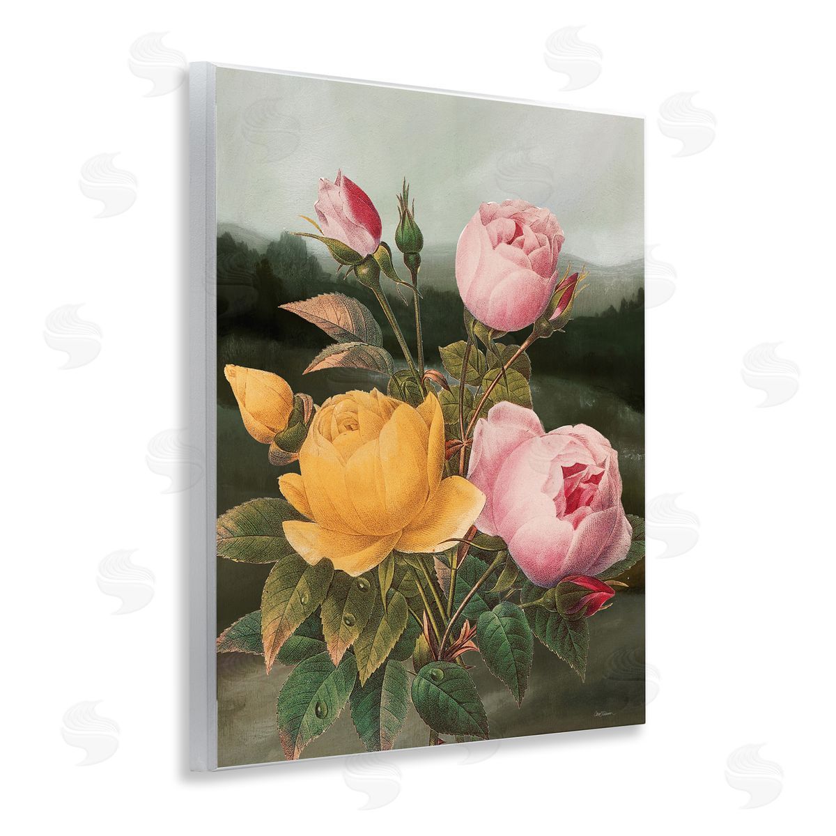Vintage Peony Blooms Wood Plaque Wall Art, Home Decor by Carol Robinson