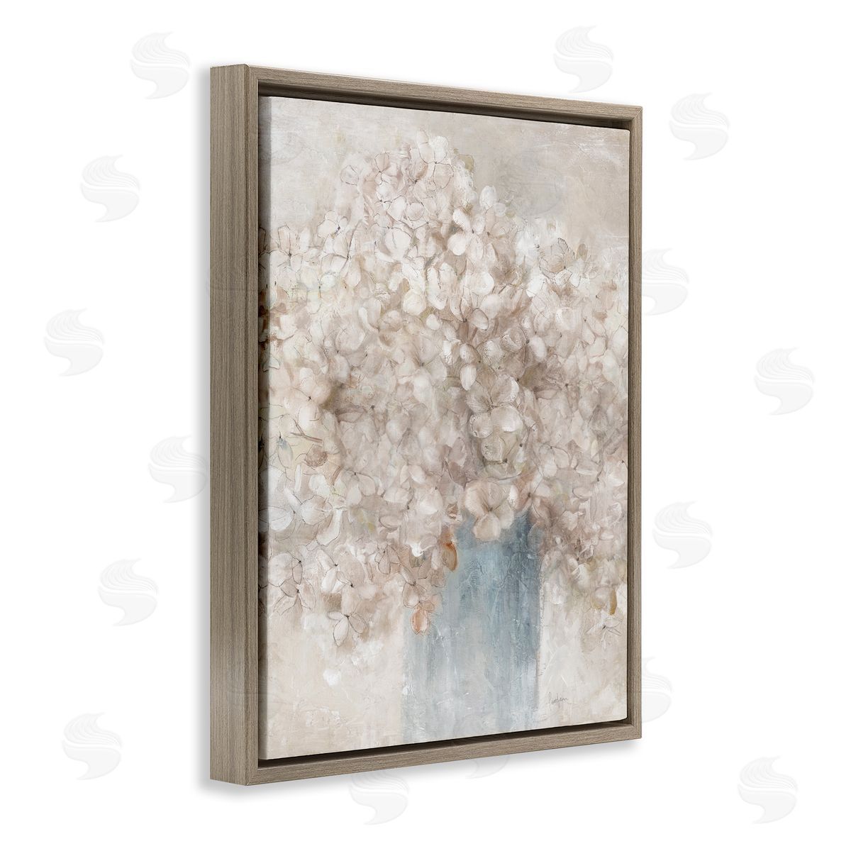 Soft Clouded Bouquet Brown Floating Frame Canvas Wall Art, Home Decor by Livi Finn