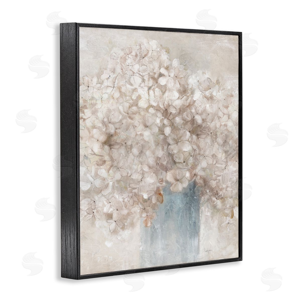 Soft Clouded Bouquet Black Frame Print Wall Art, Home Decor by Livi Finn