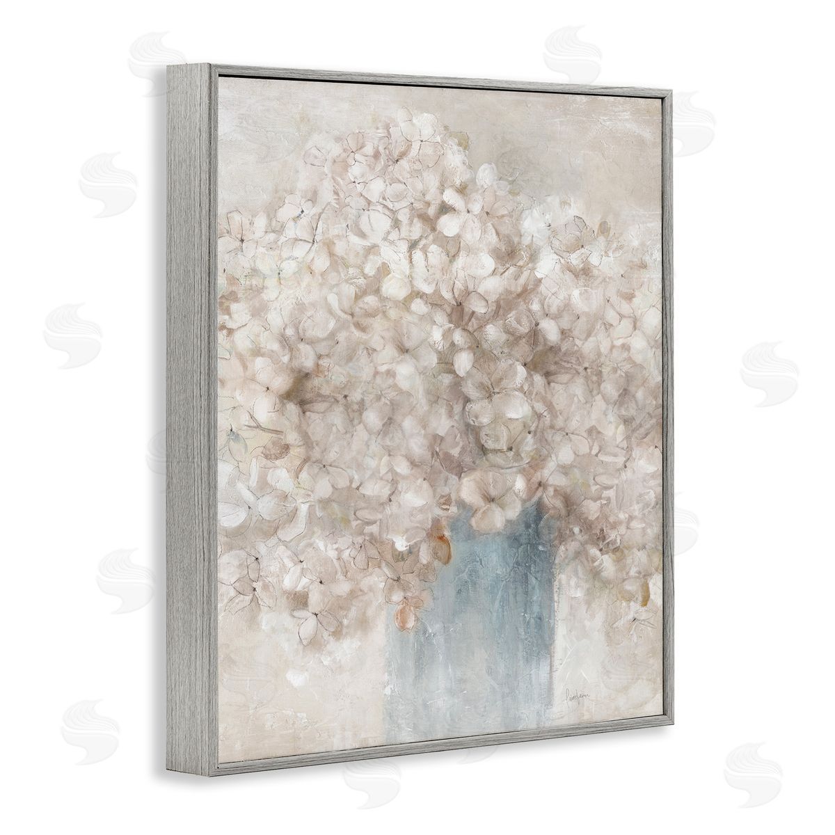 Soft Clouded Bouquet Grey Frame Print Wall Art, Home Decor by Livi Finn