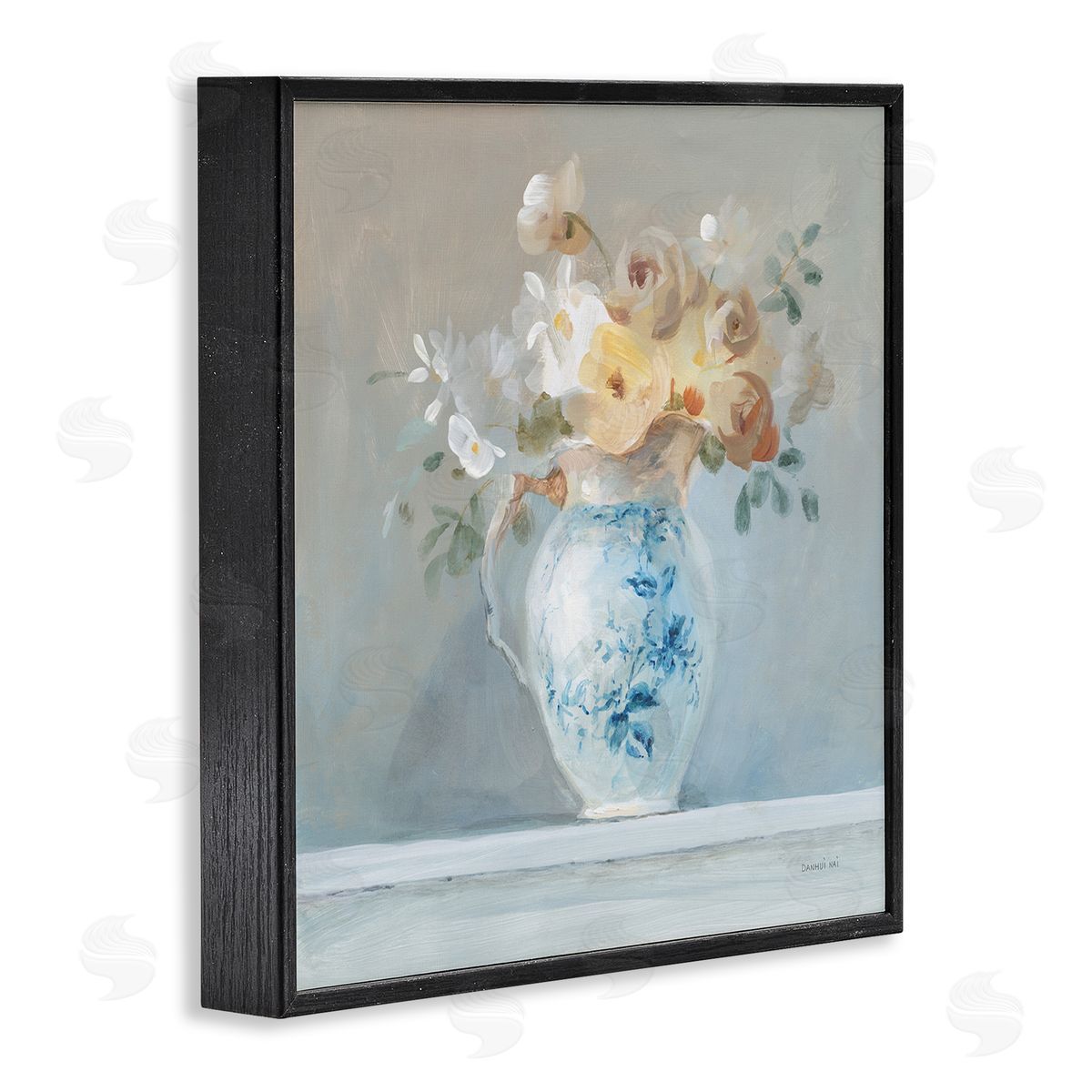 Heirloom Flower Bouquet Black Frame Print Wall Art, Home Decor by Danhui Nai