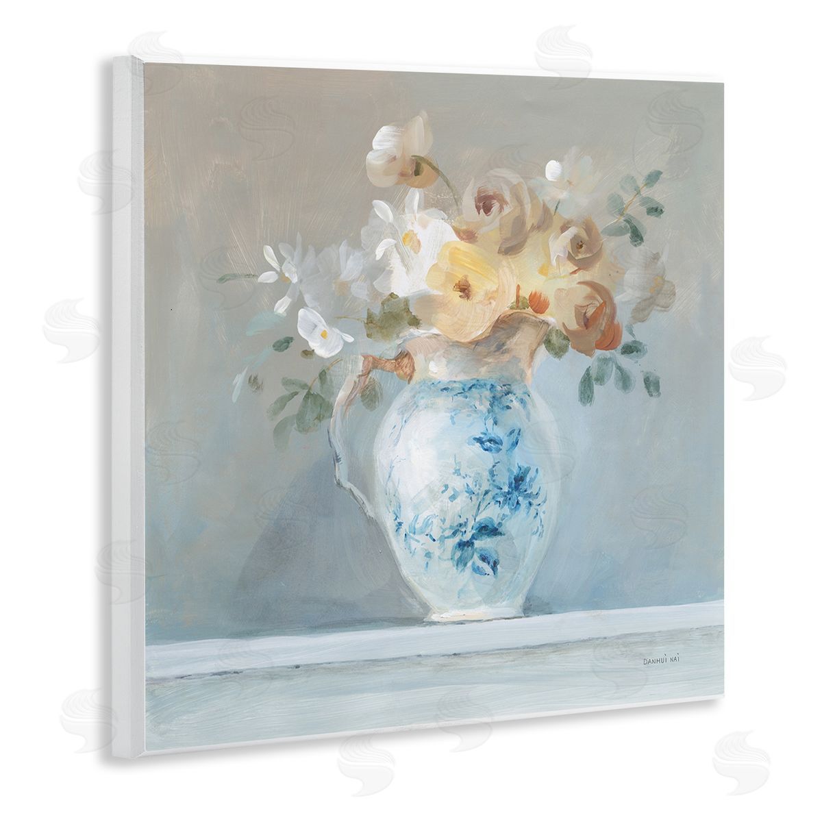 Heirloom Flower Bouquet Wood Plaque Wall Art, Home Decor by Danhui Nai