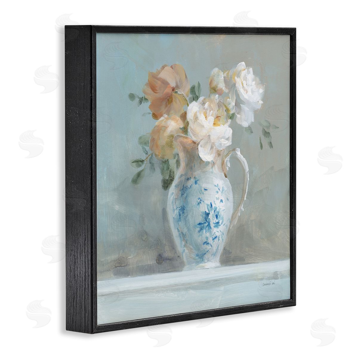 Heirloom Floral Bouquet Black Frame Print Wall Art, Home Decor by Danhui Nai