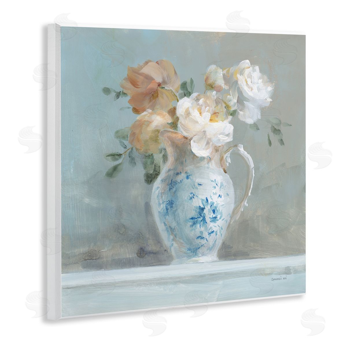 Heirloom Floral Bouquet Wood Plaque Wall Art, Home Decor by Danhui Nai