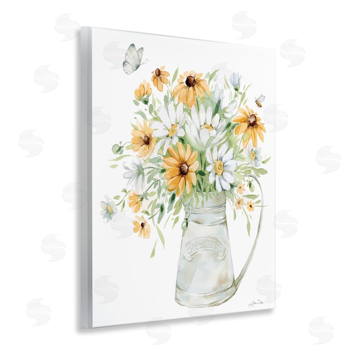 Sunflowers and Daisies Vase Wood Plaque Wall Art, Home Decor by Katrina Pete