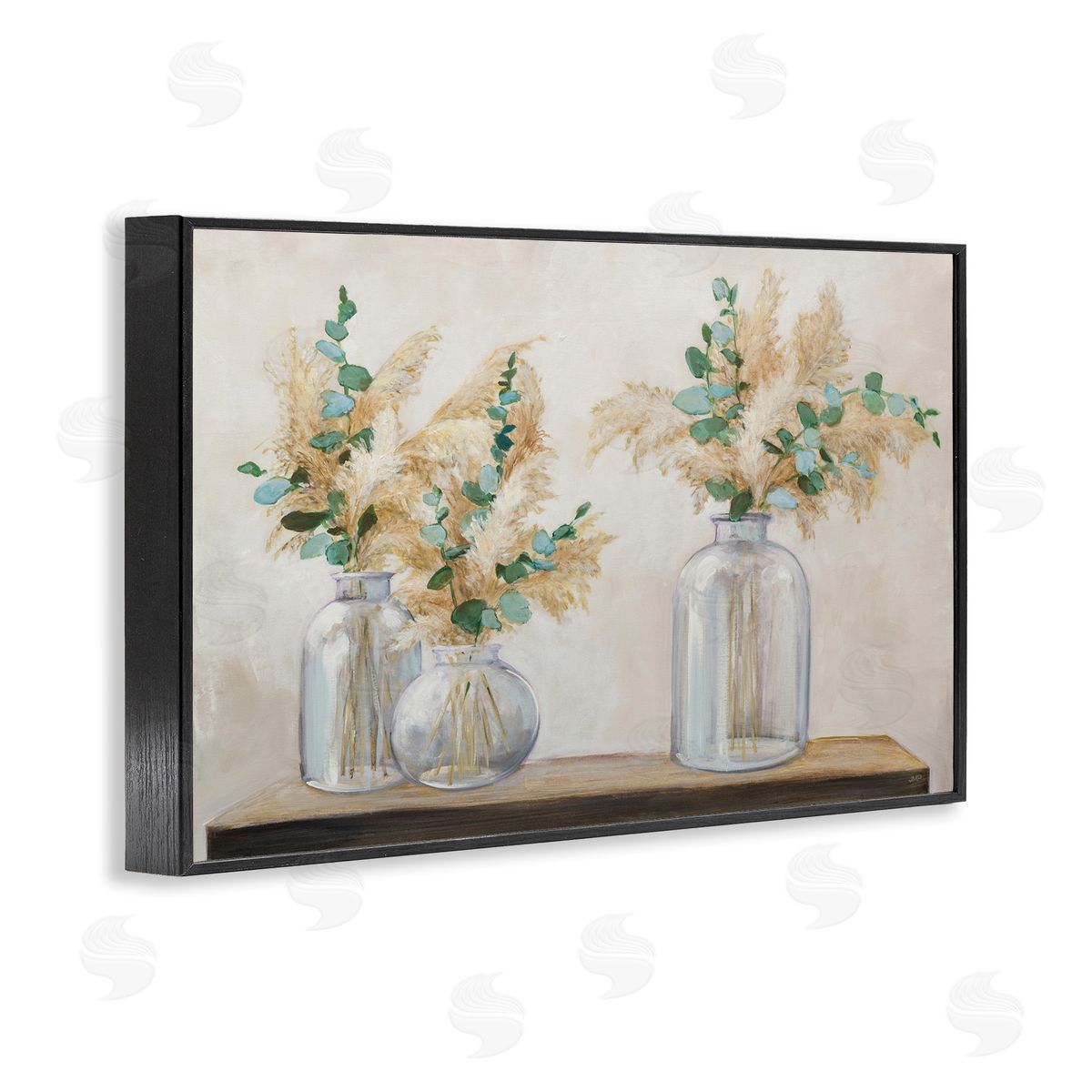 Pampas and Eucalyptus Black Frame Print Wall Art, Home Decor by Julia Purinton