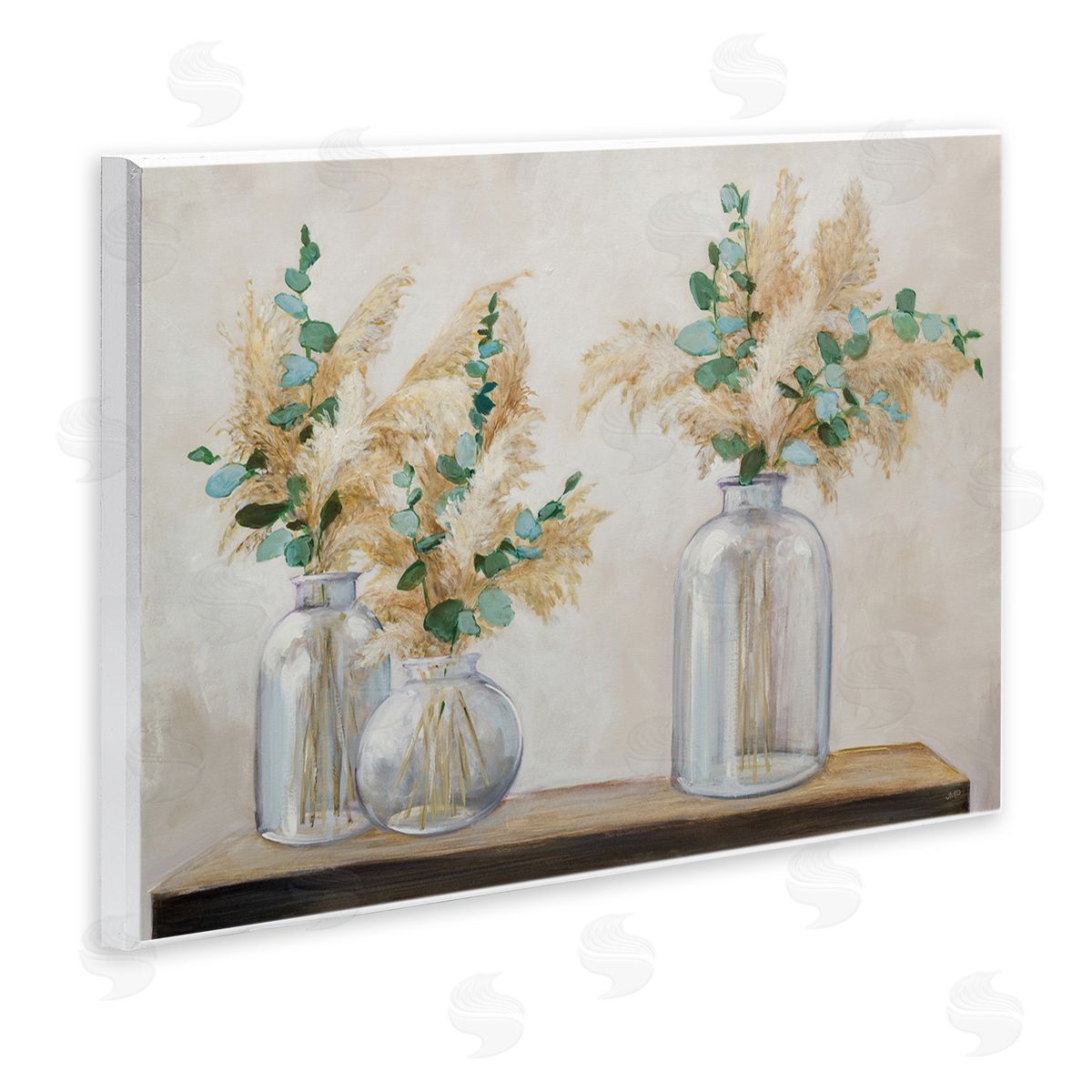 Pampas and Eucalyptus Wood Plaque Wall Art, Home Decor by Julia Purinton