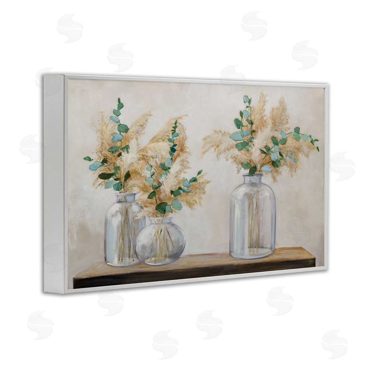 Pampas and Eucalyptus White Frame Print Wall Art, Home Decor by Julia Purinton
