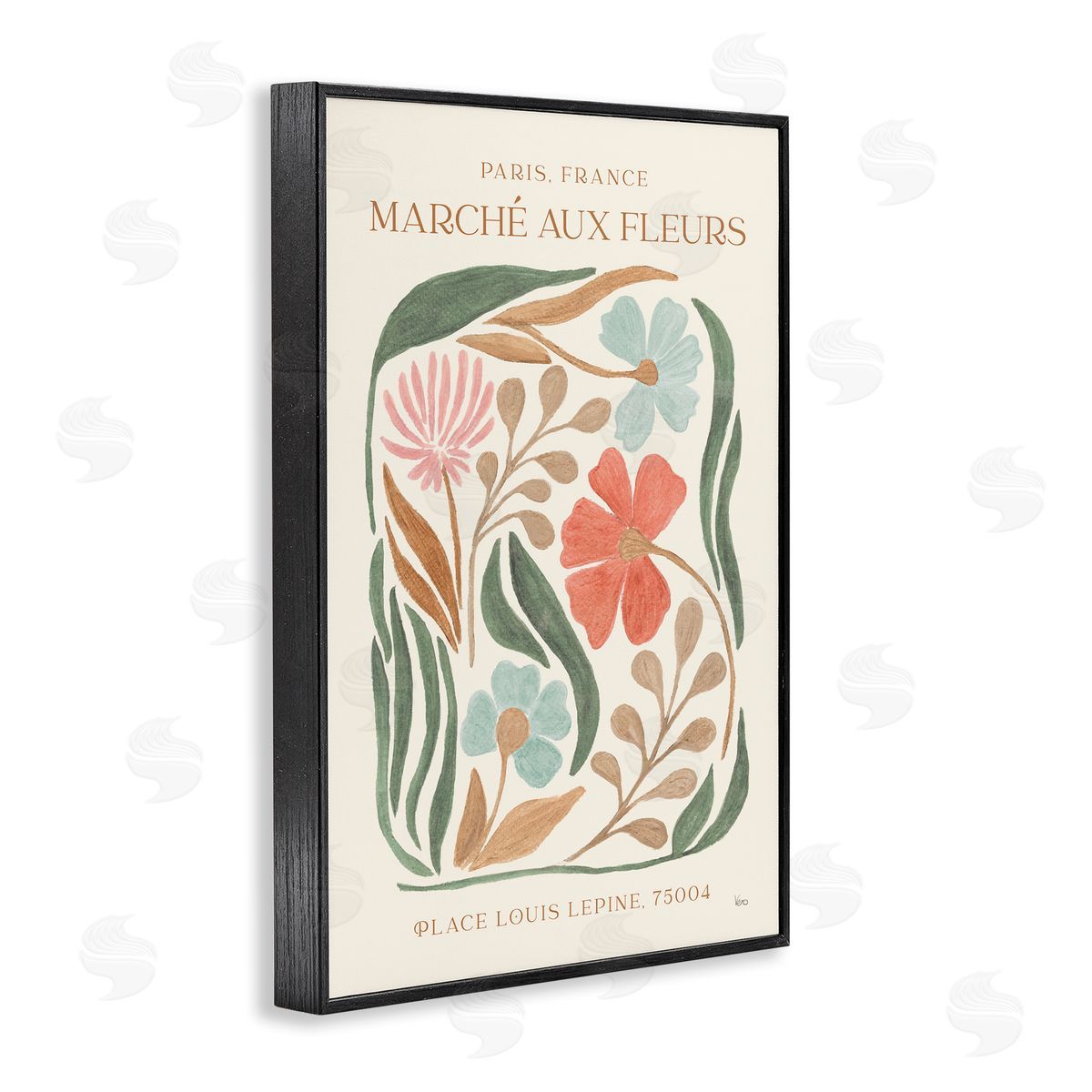 French Floral Painting Black Frame Print Wall Art, Home Decor by Veronique Charron