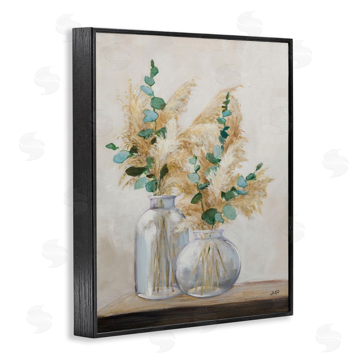 Pampas and Herbs Vase Black Frame Print Wall Art, Home Decor by Julia Purinton