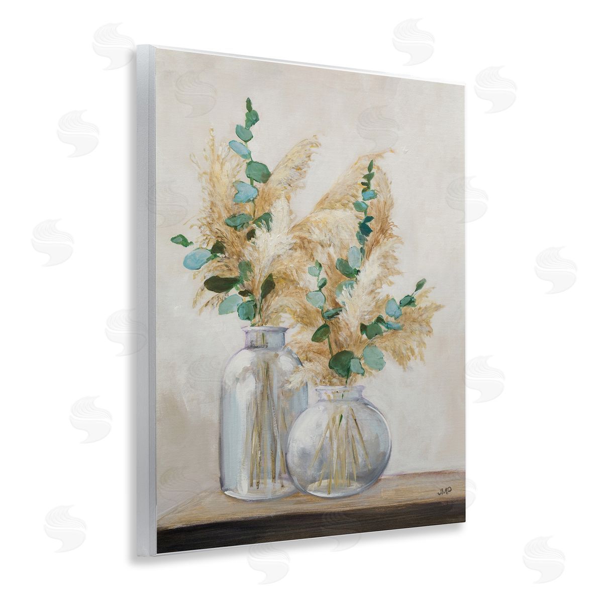 Pampas and Herbs Vase Wood Plaque Wall Art, Home Decor by Julia Purinton