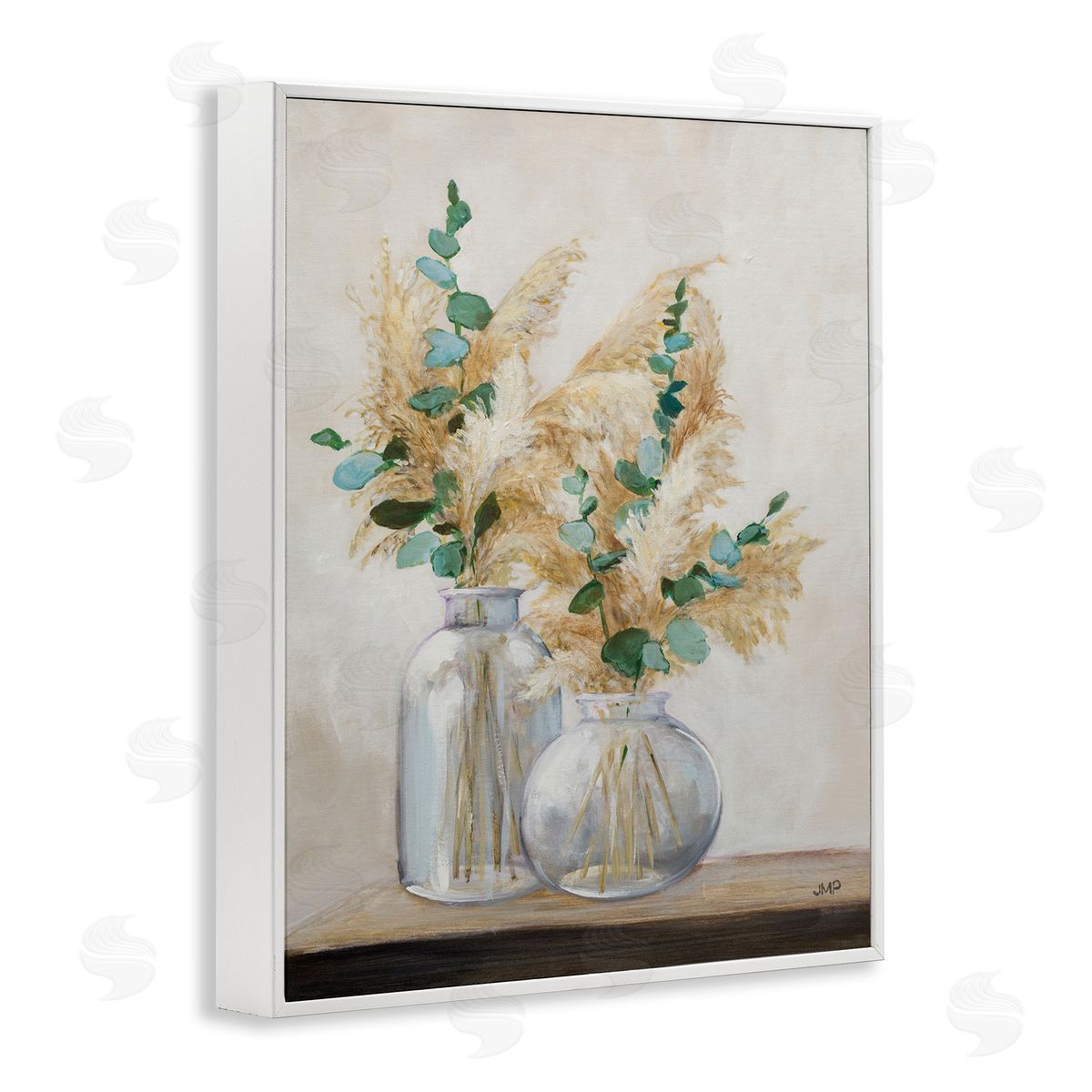 Pampas and Herbs Vase White Frame Print Wall Art, Home Decor by Julia Purinton