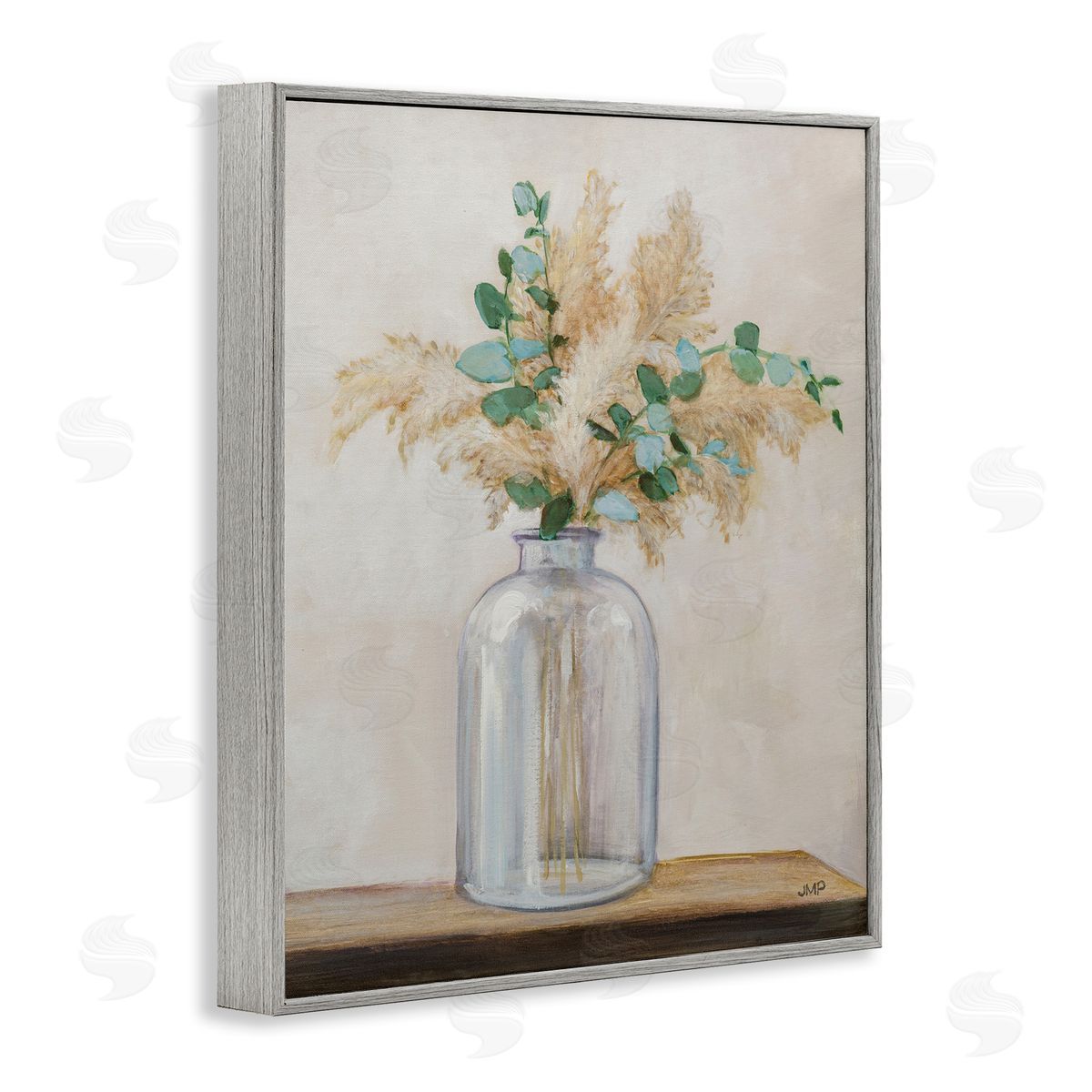 Eucalyptus Herb Vase Grey Frame Print Wall Art, Home Decor by Julia Purinton