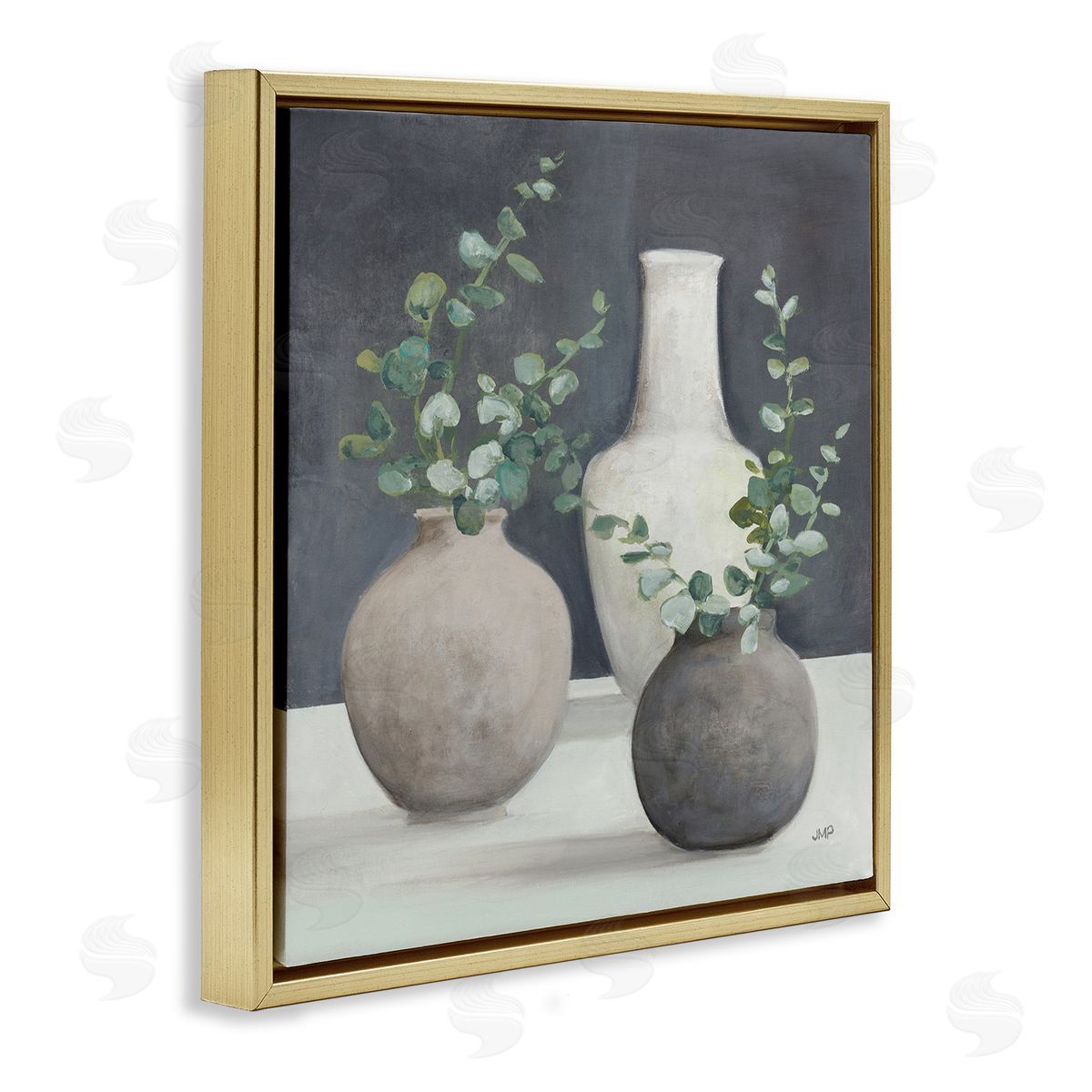 Julia Purinton Fresh Floral Vessels Gold Floating Frame Canvas Wall Art Print
