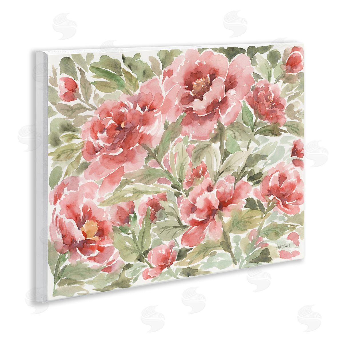 Pink Peonies Pattern Wood Plaque Wall Art, Home Decor by Leslie Trimbach