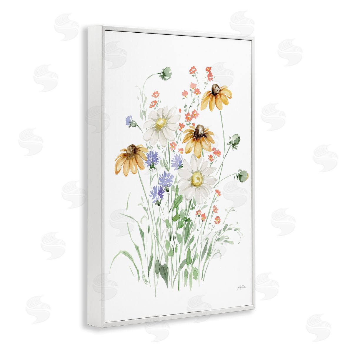 Summer Garden Blooms White Frame Print Wall Art, Home Decor by Katrina Pete