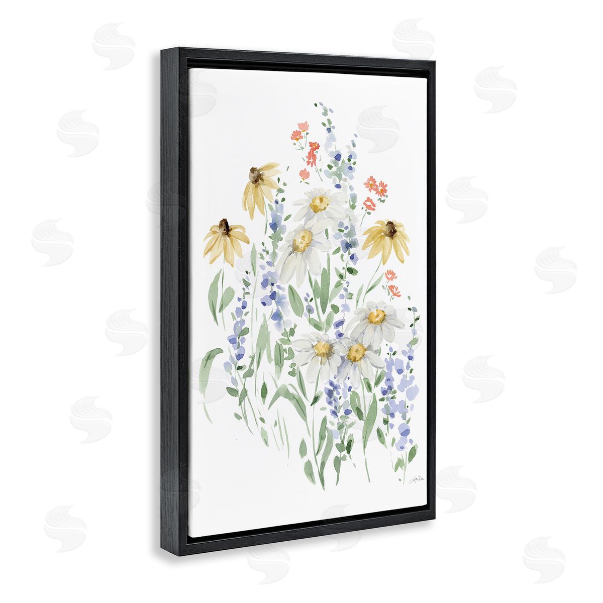 Soft Summer Garden Black Floating Frame Canvas Wall Art, Home Decor by Katrina Pete