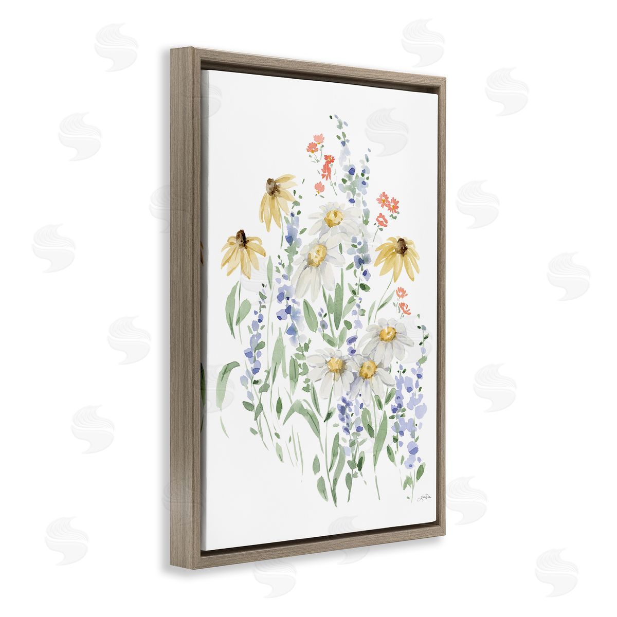 Soft Summer Garden Brown Floating Frame Canvas Wall Art, Home Decor by Katrina Pete