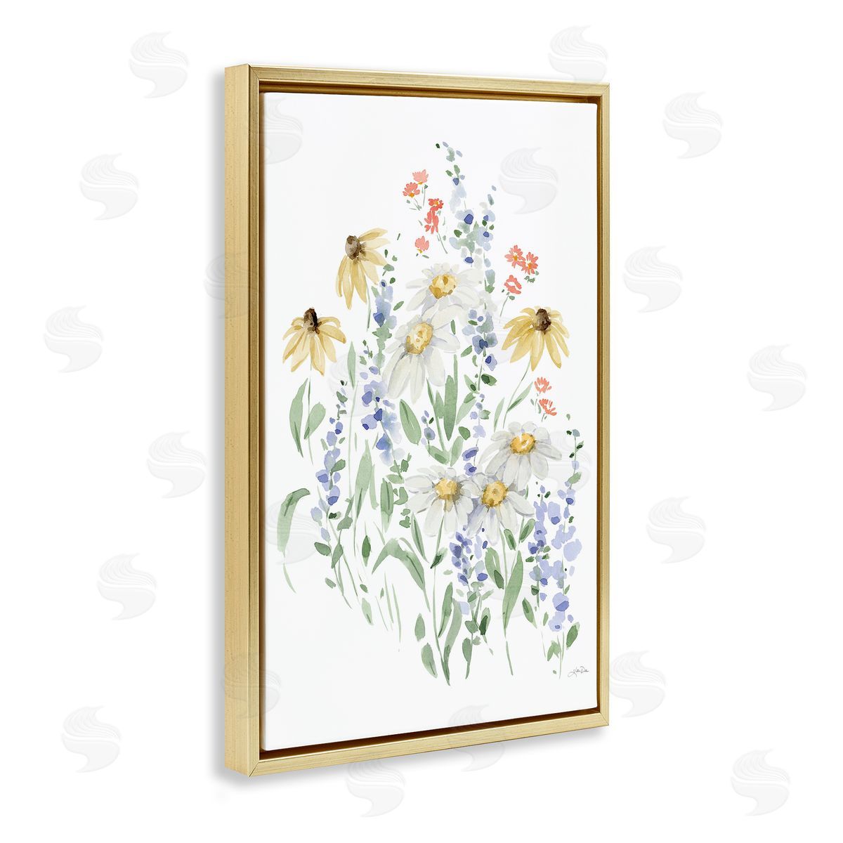 Soft Summer Garden Gold Floating Frame Canvas Wall Art, Home Decor by Katrina Pete