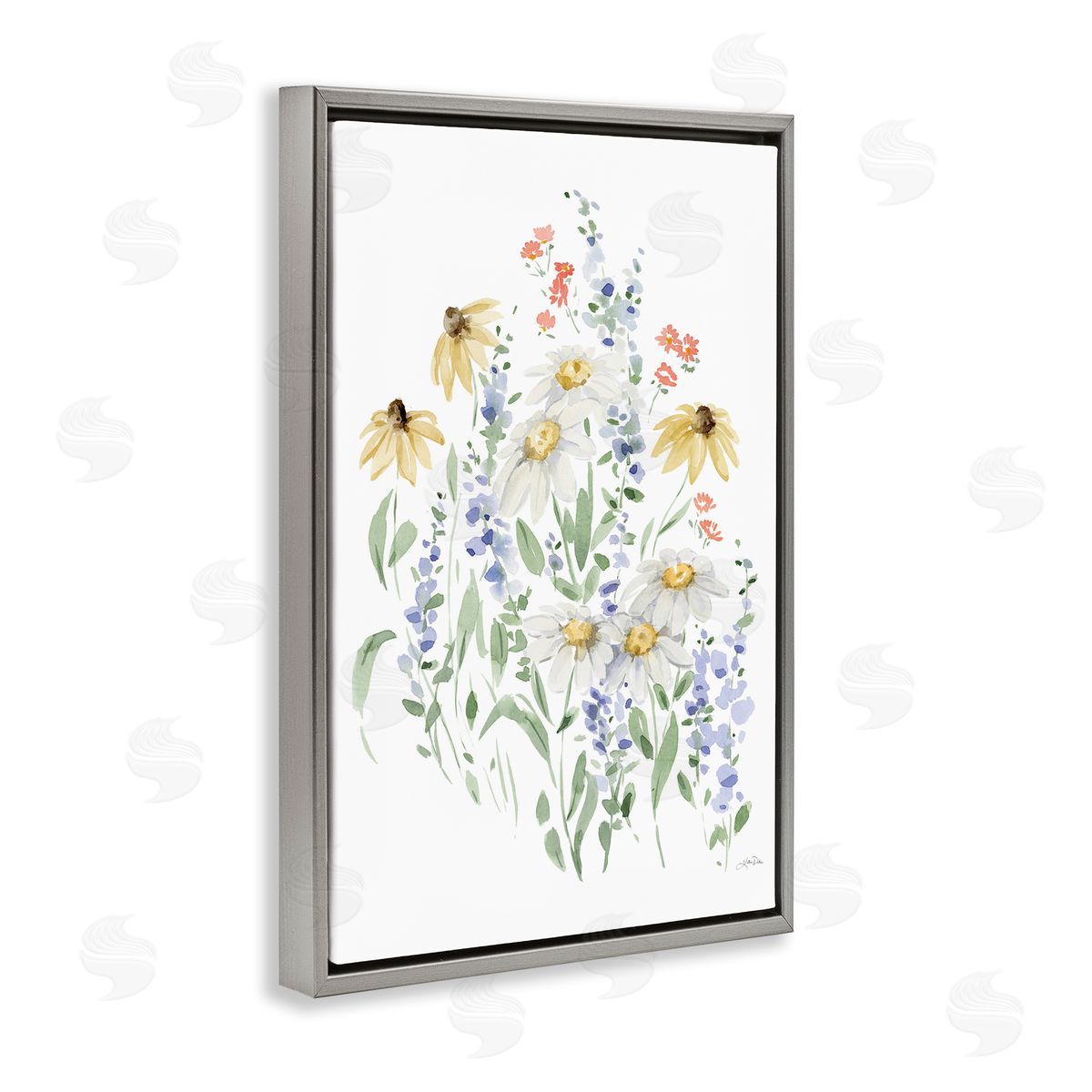 Soft Summer Garden Grey Floating Frame Canvas Wall Art, Home Decor by Katrina Pete