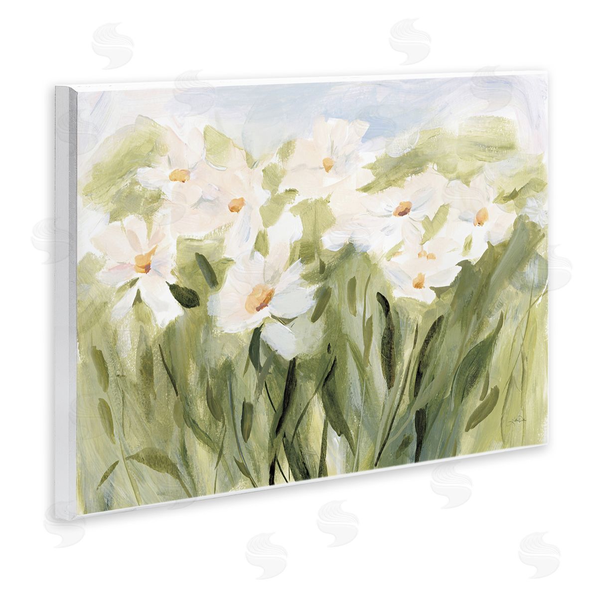 Daisy Meadow View Wood Plaque Wall Art, Home Decor by Katrina Pete