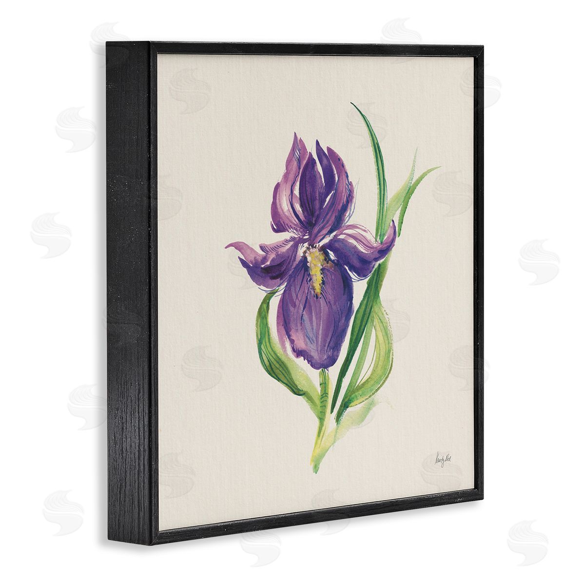 Easter Iris Bloom Black Frame Print Wall Art, Home Decor by Kristy Rice